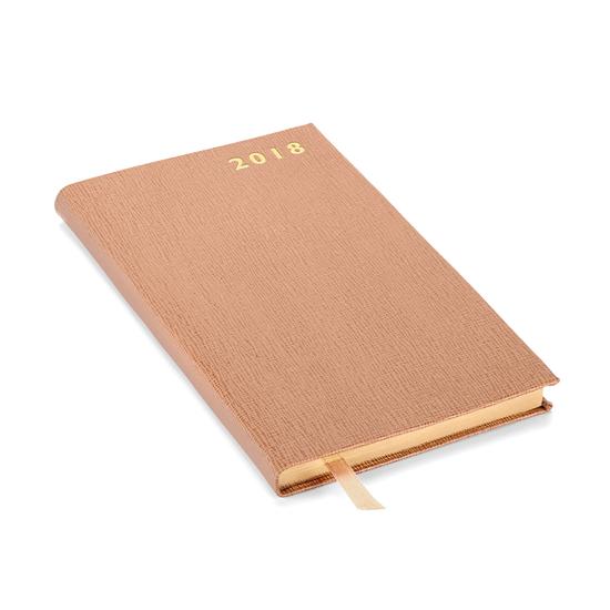 Slim Pocket Leather Diary in Deer Saffiano from Aspinal of London