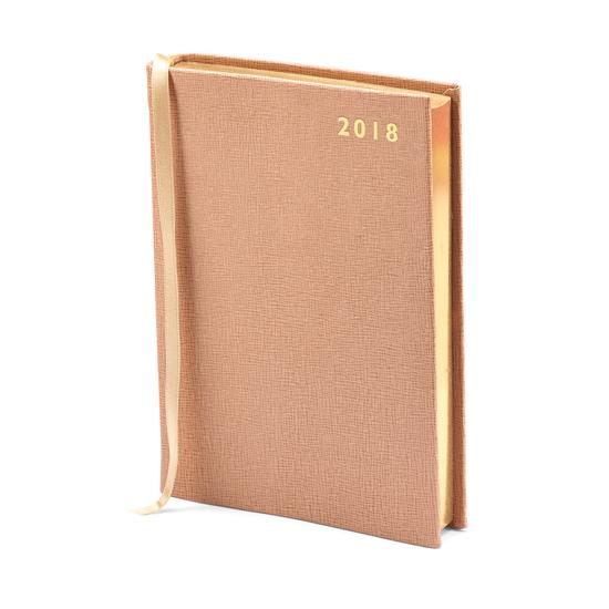 A6 Day per Page Leather Diary in Deer Saffiano from Aspinal of London