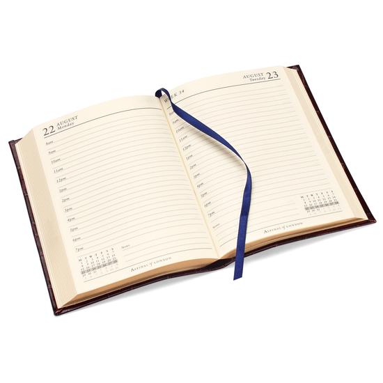 A6 Day per Page Leather Diary in Deer Saffiano from Aspinal of London