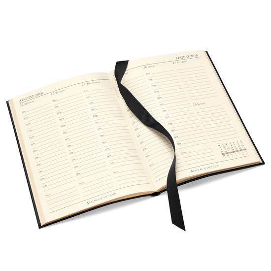 A5 Week to View Leather Diary in Berry Lizard from Aspinal of London