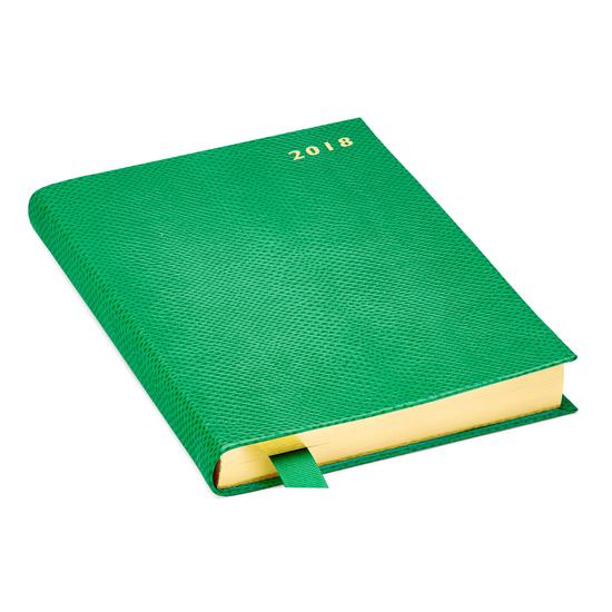 A5 Day per Page Leather Diary in Grass Green Lizard from Aspinal of London