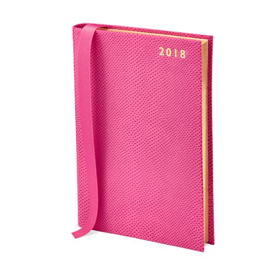 A5 Day per Page Leather Diary in Raspberry Lizard from Aspinal of London