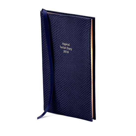 Aspinal Social Diary in Midnight Blue Lizard from Aspinal of London