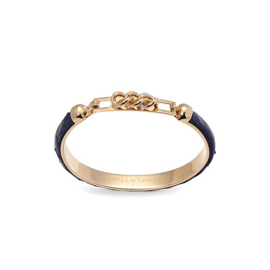 Chainlink Skinny Cuff Bracelet in Navy Snake from Aspinal of London