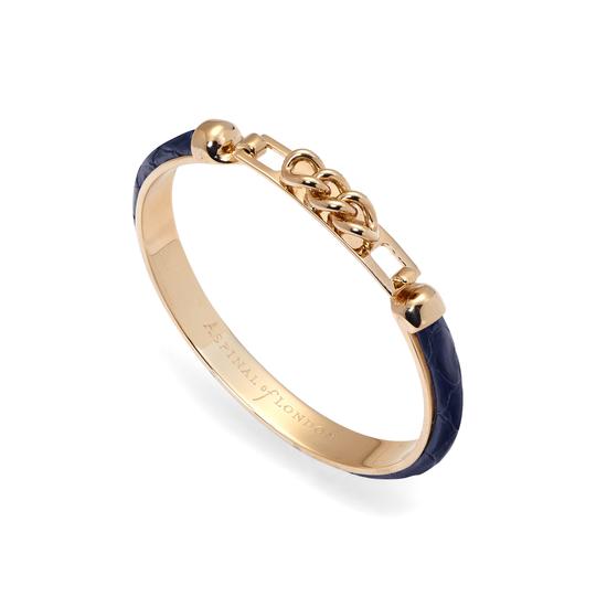 Chainlink Skinny Cuff Bracelet in Navy Snake from Aspinal of London