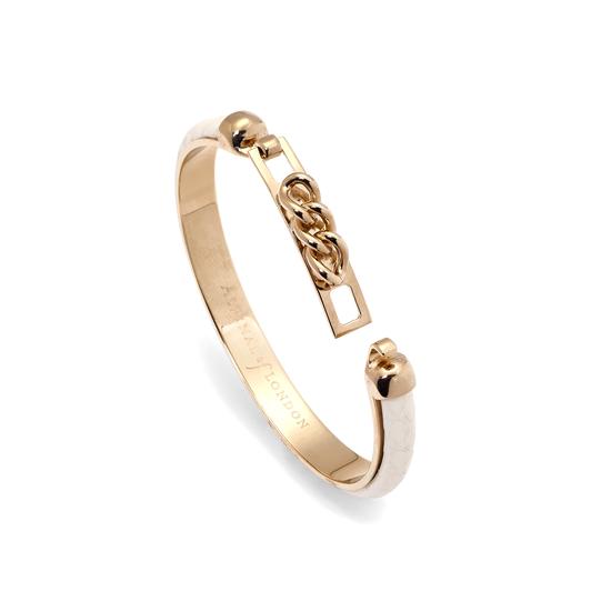 Chainlink Skinny Cuff Bracelet in Ivory Snake from Aspinal of London