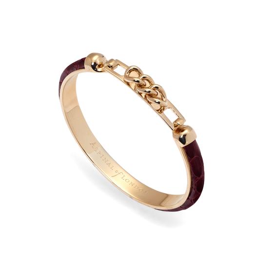 Chainlink Skinny Cuff Bracelet in Bordeaux Snake from Aspinal of London