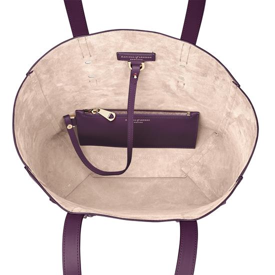 Aspinal Essential Tote in Grape Saffiano & Cream Suede from Aspinal of London