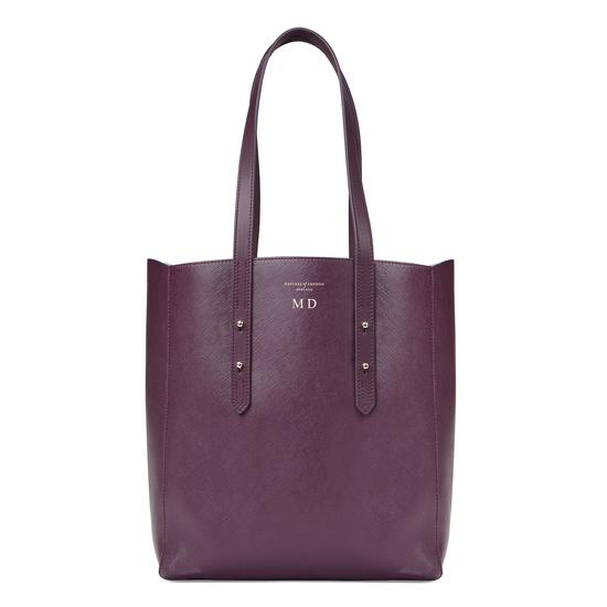 Aspinal Essential Tote in Grape Saffiano & Cream Suede from Aspinal of London