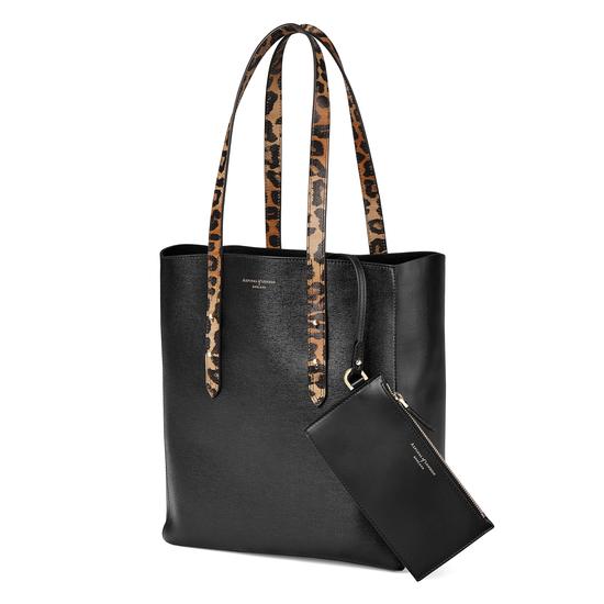 Aspinal Essential Tote in Digital Leopard Print & Black Suede from Aspinal of London