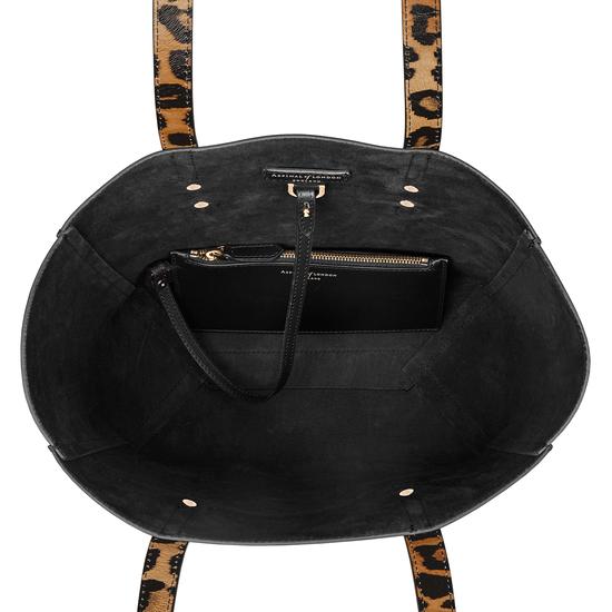 Aspinal Essential Tote in Digital Leopard Print & Black Suede from Aspinal of London