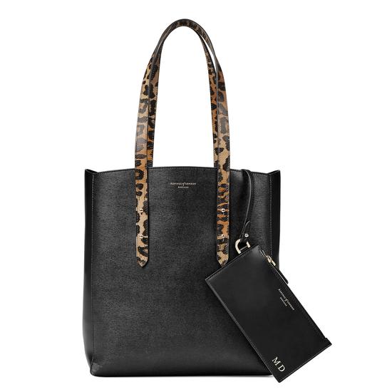 Aspinal Essential Tote in Digital Leopard Print & Black Suede from Aspinal of London