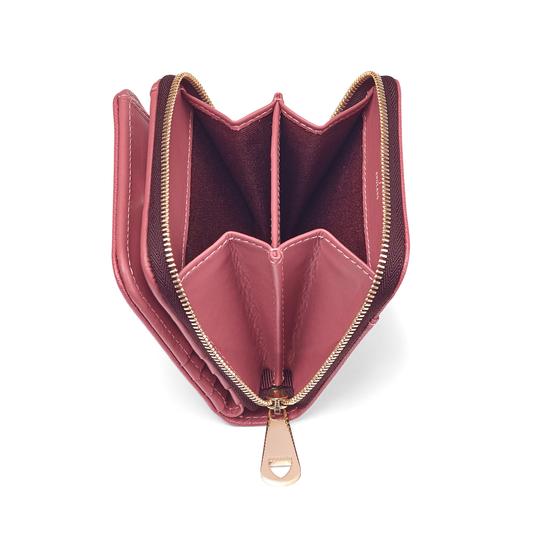 Mini Continental Zipped Coin Purse in Blusher Saffiano from Aspinal of London