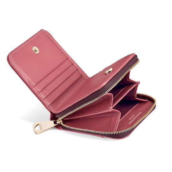 Mini Continental Zipped Coin Purse in Blusher Saffiano from Aspinal of London