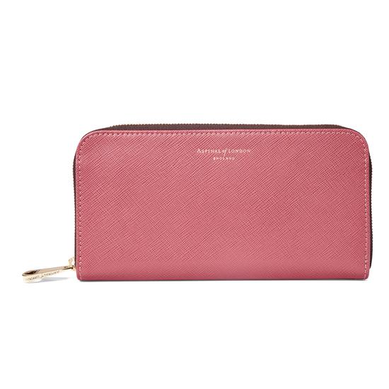 Continental Clutch Zip Wallet in Blusher Saffiano from Aspinal of London