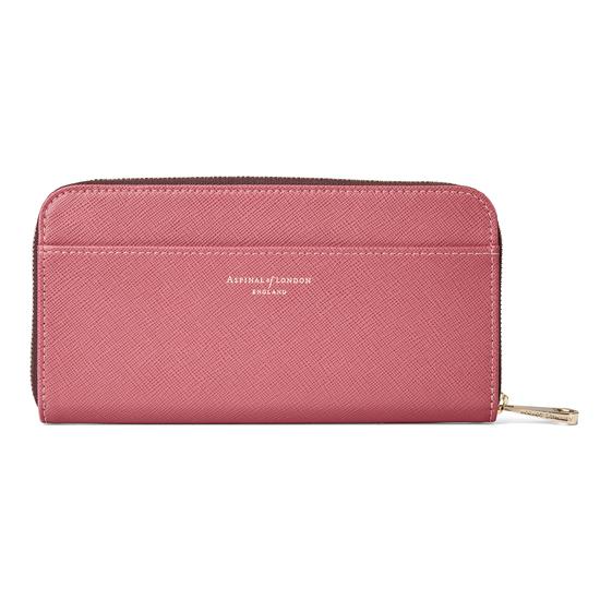 Continental Clutch Zip Wallet in Blusher Saffiano from Aspinal of London