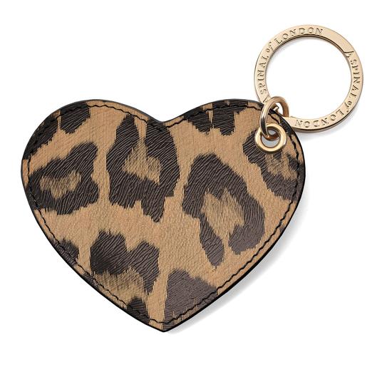 Heart Key Ring in Digital Leopard Print from Aspinal of London