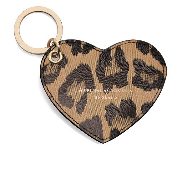 Heart Key Ring in Digital Leopard Print from Aspinal of London