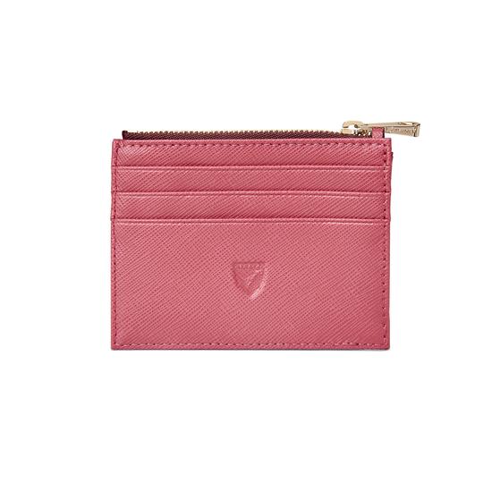 Zip Top Coin & Card Case in Blusher Saffiano & Espresso Suede from Aspinal of London
