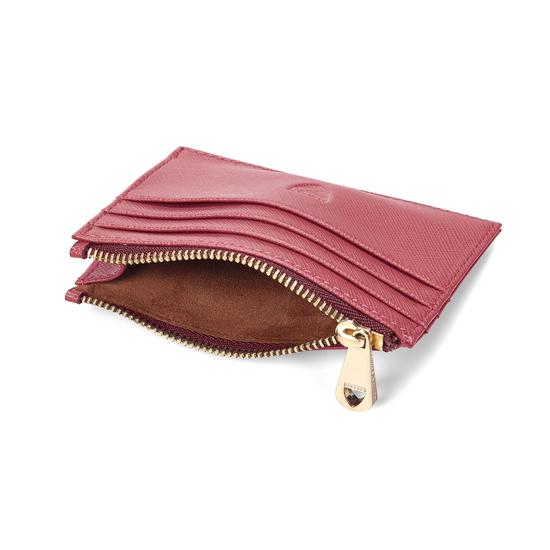 Zip Top Coin & Card Case in Blusher Saffiano & Espresso Suede from Aspinal of London