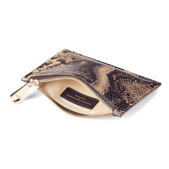 Small Essential Flat Pouch in Tan Snake Print from Aspinal of London