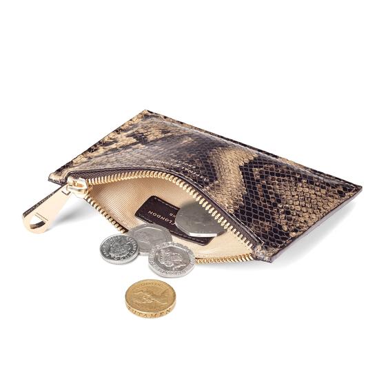 Small Essential Flat Pouch in Tan Snake Print from Aspinal of London