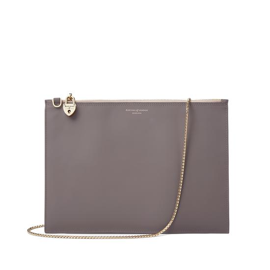 Soho Double Sided Clutch in Smooth Chanterelle & Natural Python Print from Aspinal of London