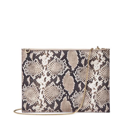 Soho Double Sided Clutch in Smooth Chanterelle & Natural Python Print from Aspinal of London