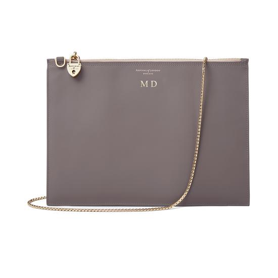 Soho Double Sided Clutch in Smooth Chanterelle & Natural Python Print from Aspinal of London
