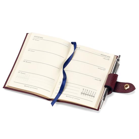 Mini Pocket Leather Diary with Pen in Grass Green Lizard from Aspinal of London