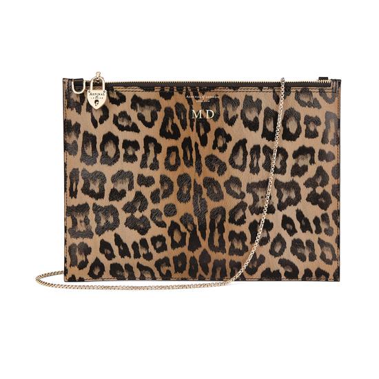 Soho Double Sided Clutch in Digital Leopard Print & Smooth Black from Aspinal of London