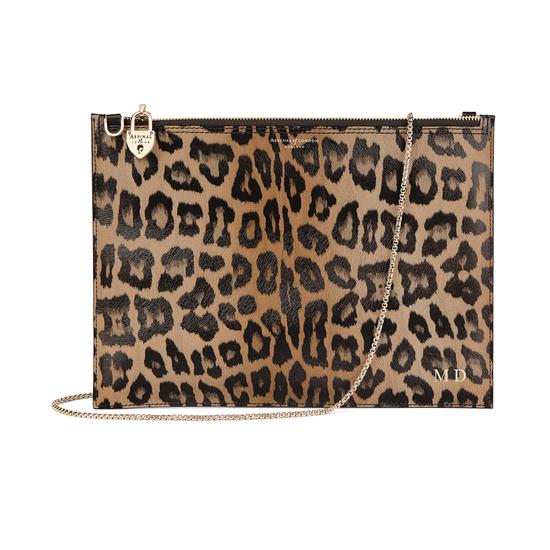 Soho Double Sided Clutch in Digital Leopard Print & Smooth Black from Aspinal of London