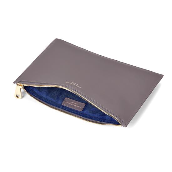 Large Essential Flat Pouch in Smooth Chanterelle & Natural Python Print from Aspinal of London