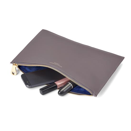 Large Essential Flat Pouch in Smooth Chanterelle & Natural Python Print from Aspinal of London