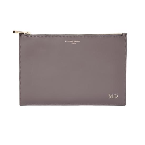 Large Essential Flat Pouch in Smooth Chanterelle & Natural Python Print from Aspinal of London
