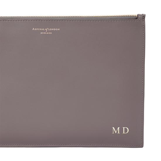 Large Essential Flat Pouch in Smooth Chanterelle & Natural Python Print from Aspinal of London