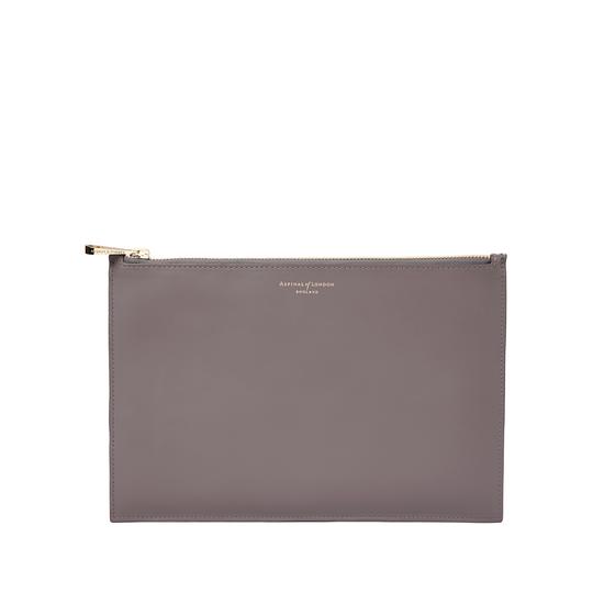 Large Essential Flat Pouch in Smooth Chanterelle & Natural Python Print from Aspinal of London