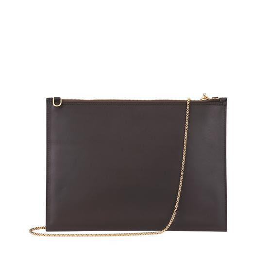 Soho Double Sided Clutch in Smooth Dark Brown & Tan Snake Print from Aspinal of London
