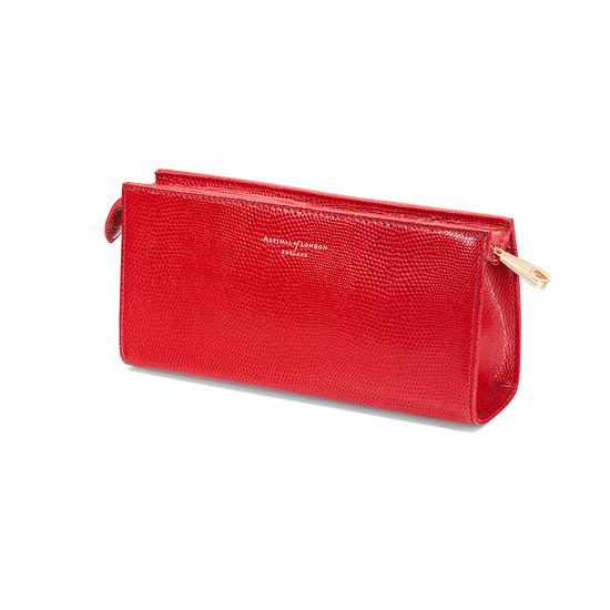 Small Cosmetic Case in Berry Lizard from Aspinal of London