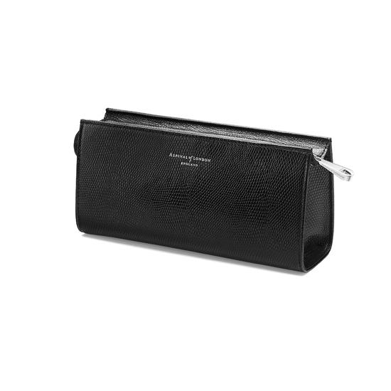 Small Cosmetic Case in Jet Black Lizard from Aspinal of London
