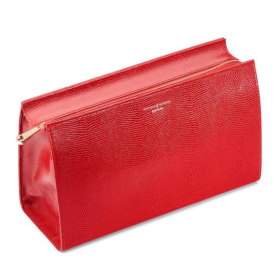 Large Cosmetic Case in Berry Lizard from Aspinal of London