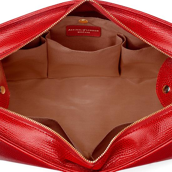 Large Cosmetic Case in Berry Lizard from Aspinal of London