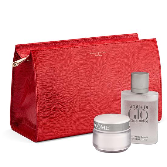Large Cosmetic Case in Berry Lizard from Aspinal of London