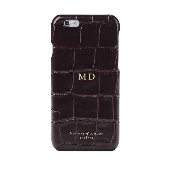iPhone 6 Leather Cover in Deep Shine Amazon Brown Croc & Black Suede from Aspinal of London