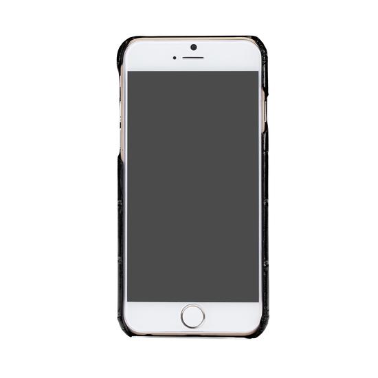iPhone 6 Plus Leather Cover in Deep Shine Black Croc & Black Suede from Aspinal of London