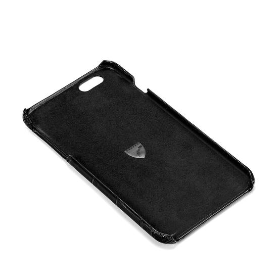 iPhone 6 Plus Leather Cover in Deep Shine Black Croc & Black Suede from Aspinal of London