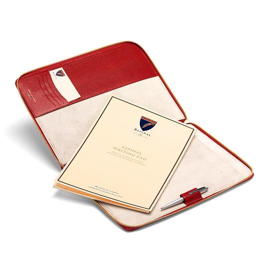 Executive A4 Zipped Padfolio in Berry Lizard & Cream Suede from Aspinal of London