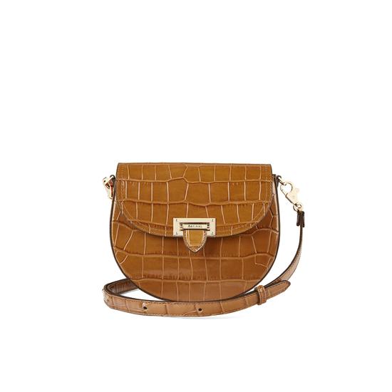 Portobello Bag in Deep Shine Vintage Tan Croc from Aspinal of London