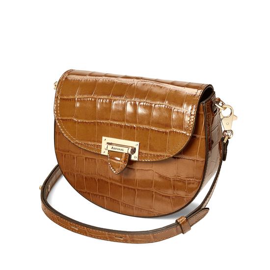 Portobello Bag in Deep Shine Vintage Tan Croc from Aspinal of London
