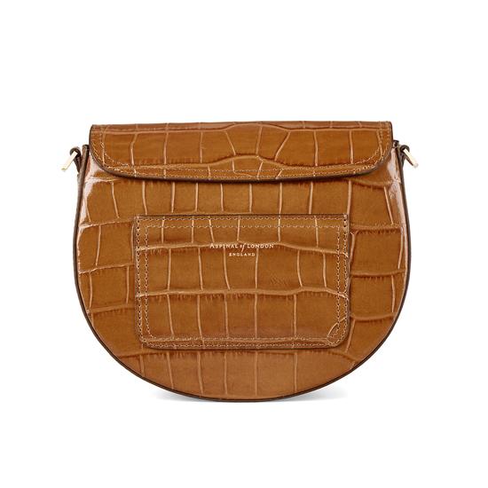 Portobello Bag in Deep Shine Vintage Tan Croc from Aspinal of London